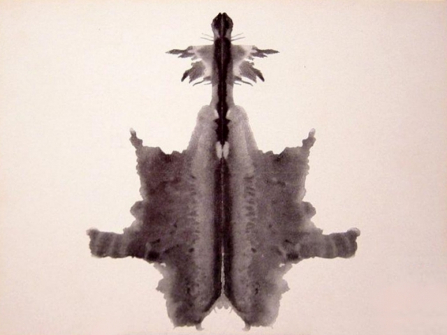 Which word comes to mind when you view this inkblot?