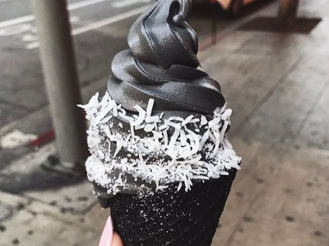 Rate the trendy food: Charcoal ice cream.